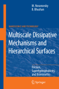 Multiscale dissipative mechanisms and hierarchical surfaces: friction, superhydrophobicity, and biomimetics